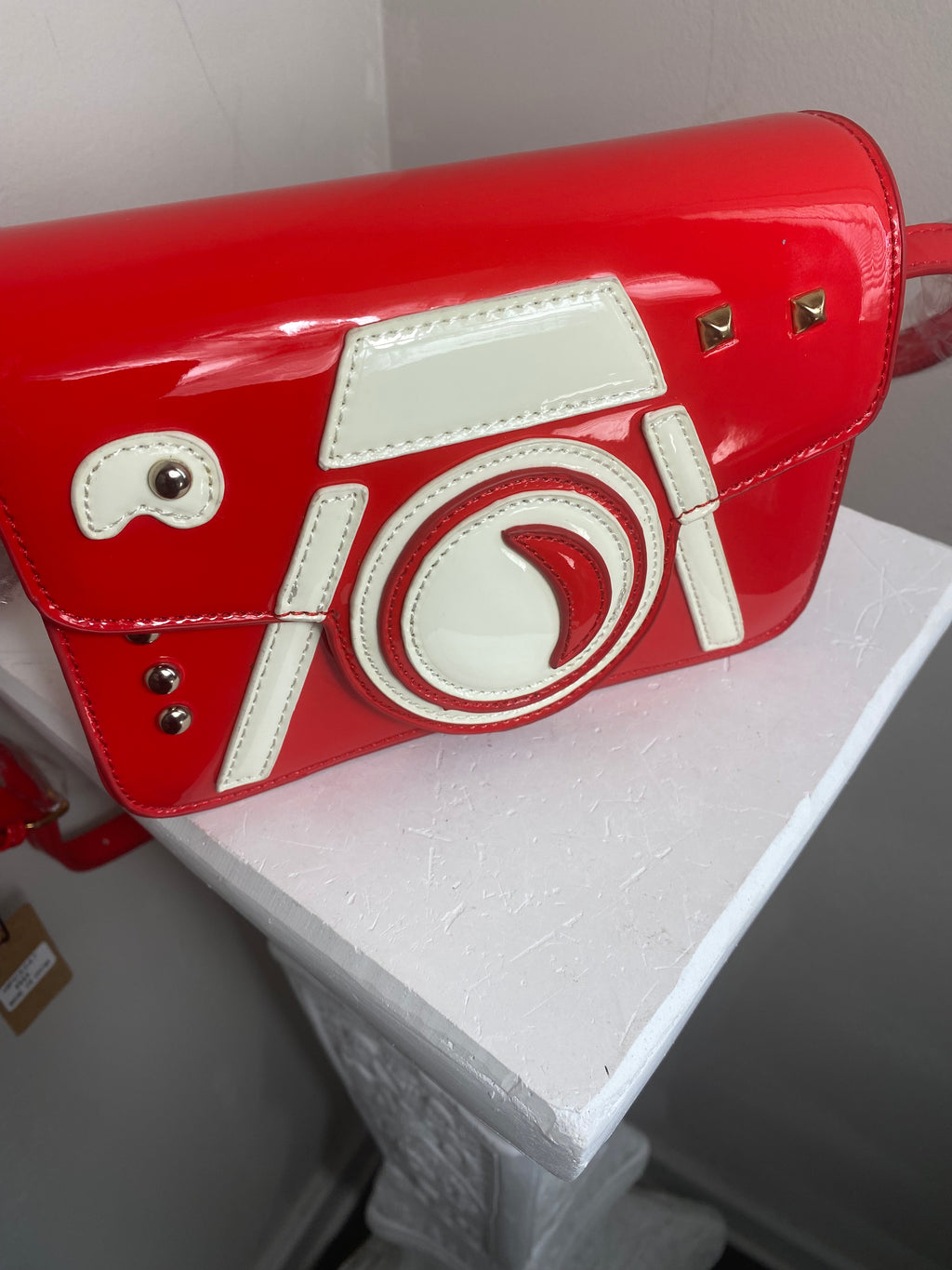 Red and cream crossbody
