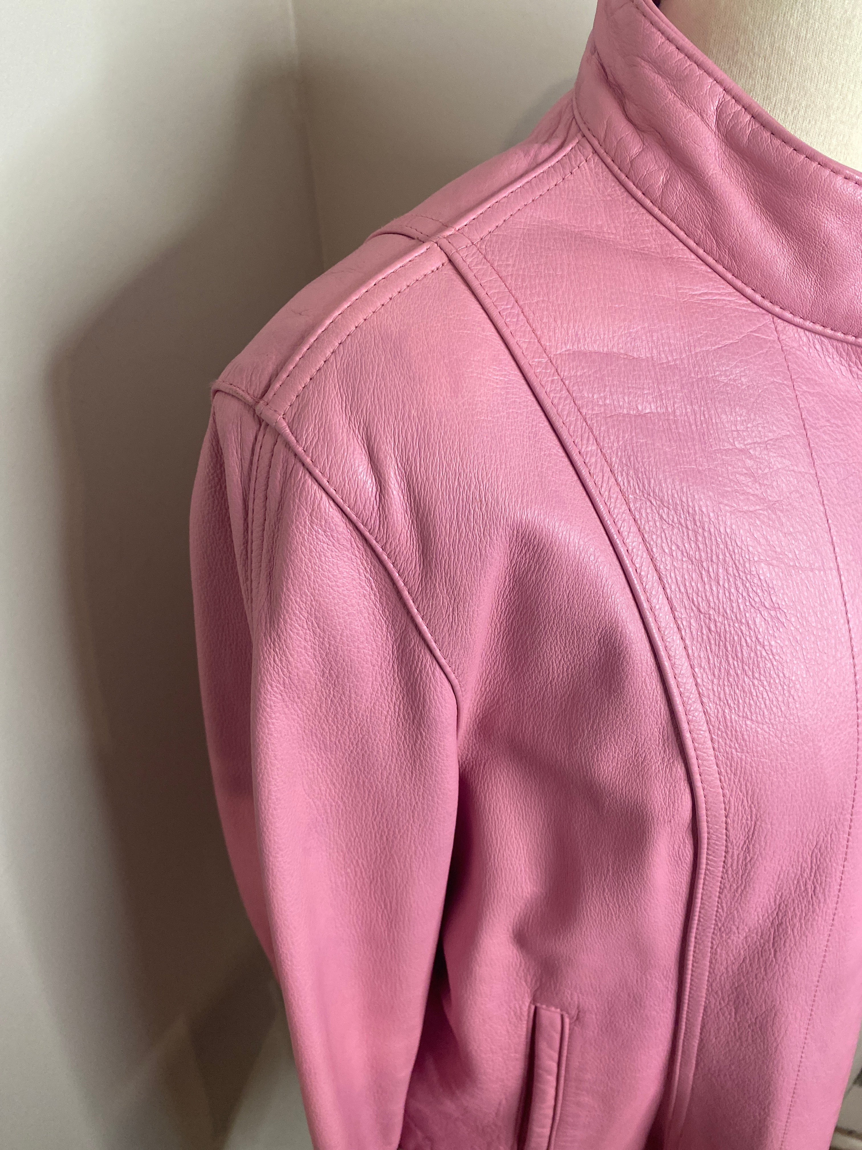 Wilsons Leather Maxima Pink Moto Jacket