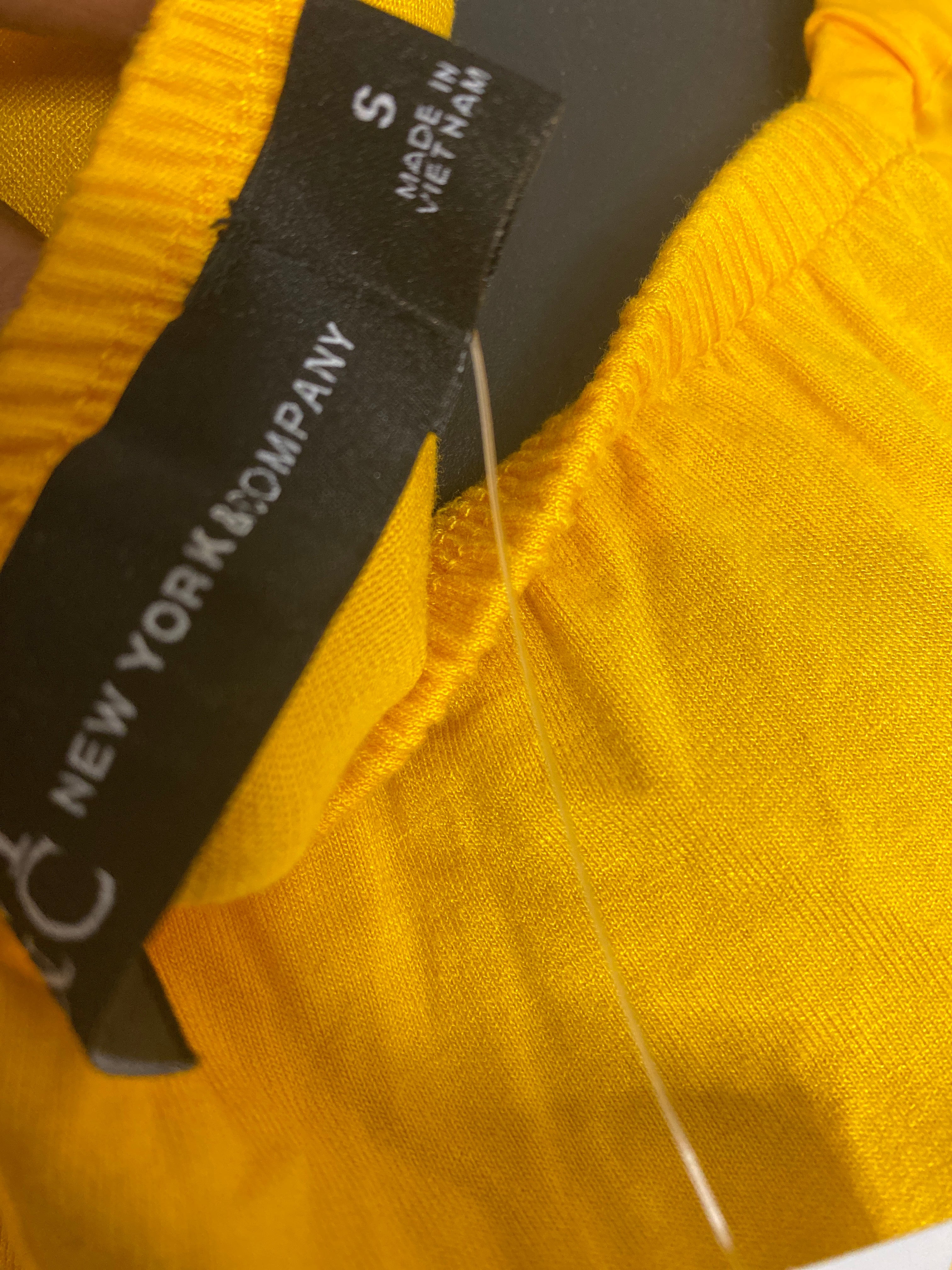 New York & Company yellow puff sleeve shorts romper (Sz S)