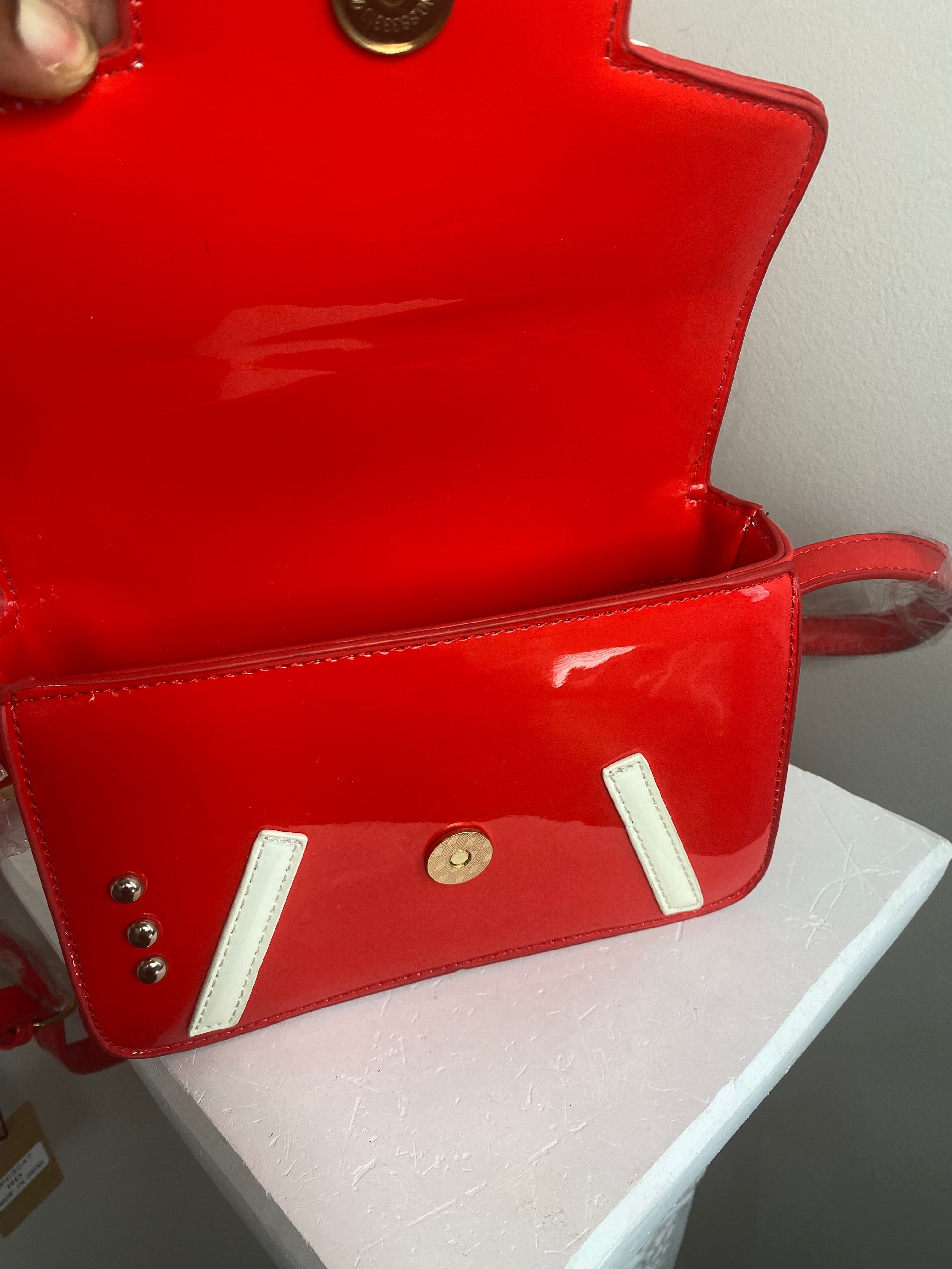 Red and cream crossbody